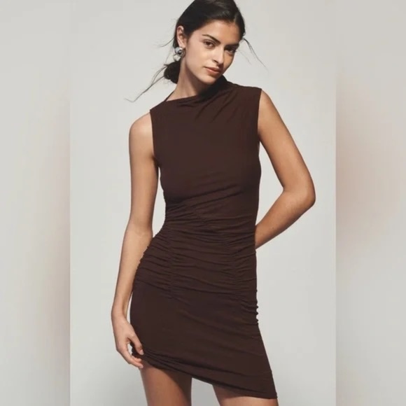 NWT By Anthropologie Ruched Mock-Neck Knit Dress Sz L - Picture 9 of 10